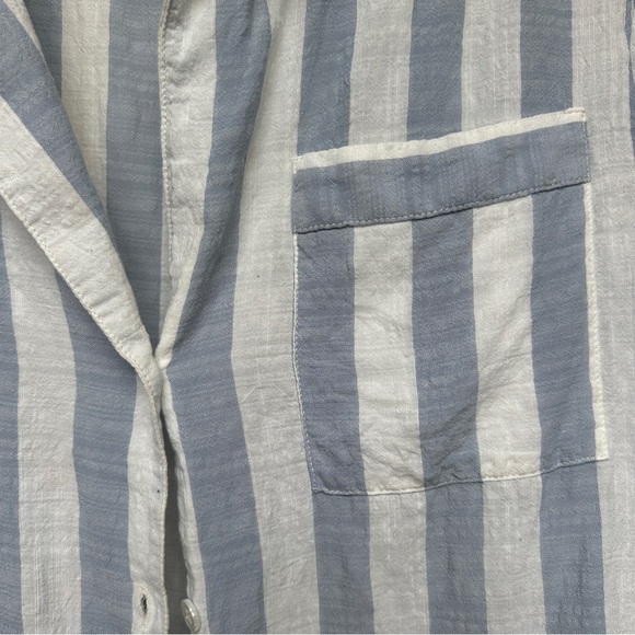 Eberjey Striped Blue and White Button Down Pajama Top - Picture 3 of 7